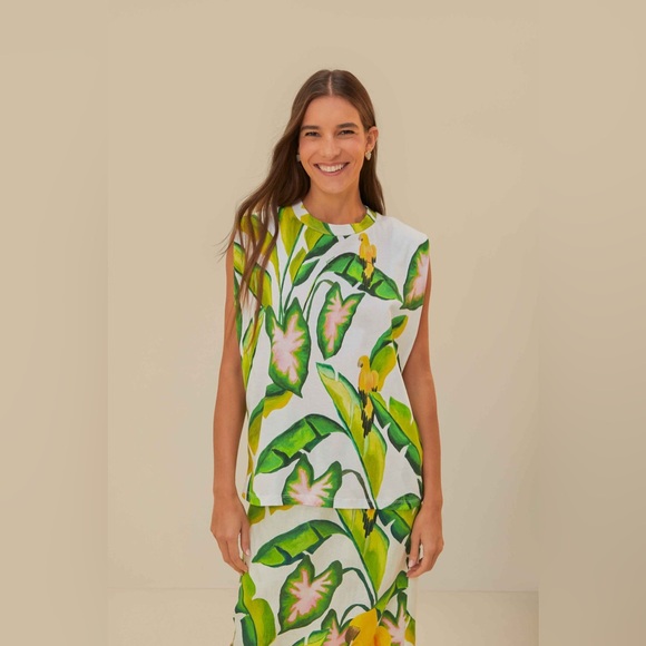 FARM Rio Off-White Summer Foliage T-Shirt - Picture 10 of 15